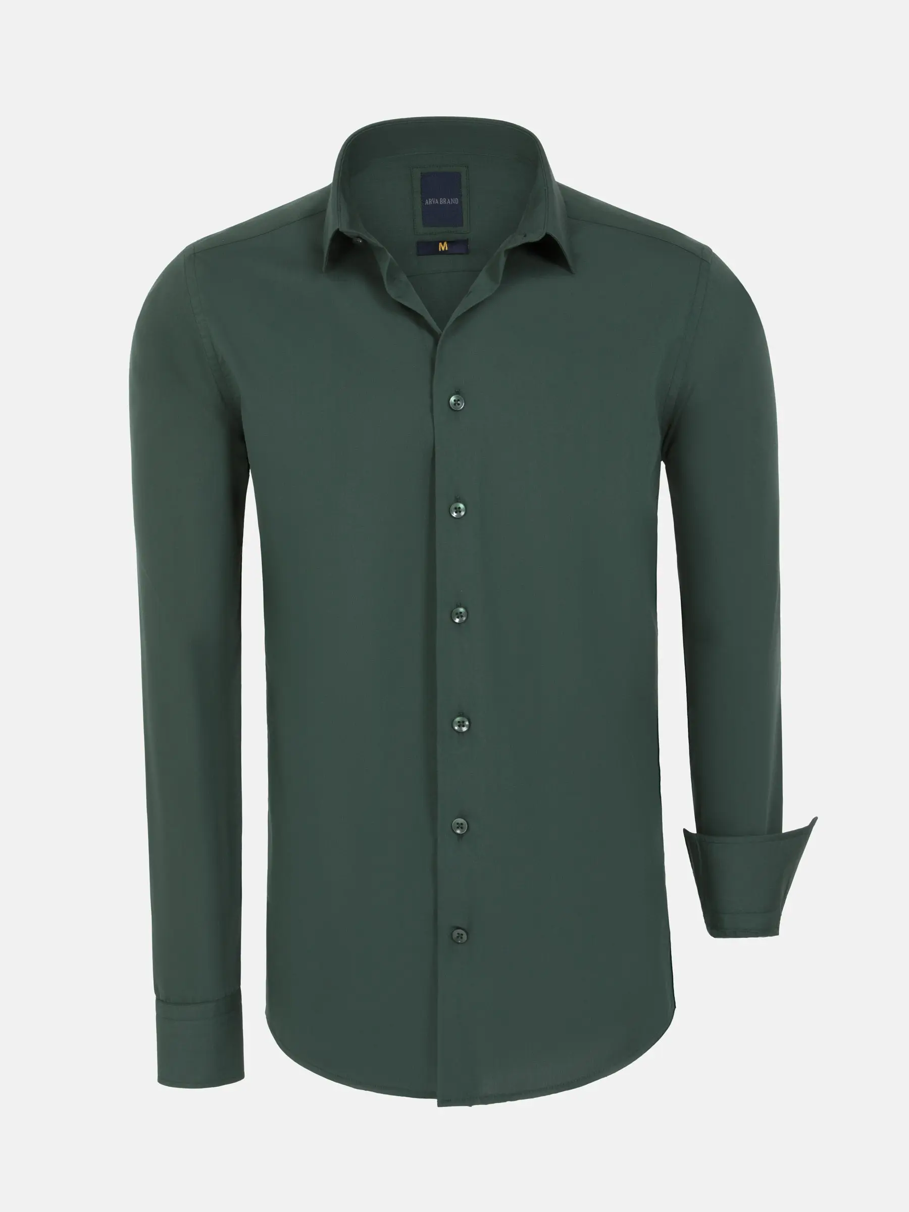 Leira effen donkergroene shirt met lange mouwen